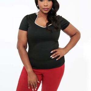 Steady Clothing Black White Sophia Rockabilly Top